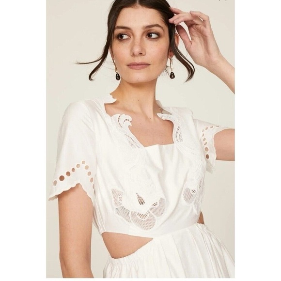 Self-Portrait White Scalloped Midi Dress - Picture 6 of 10